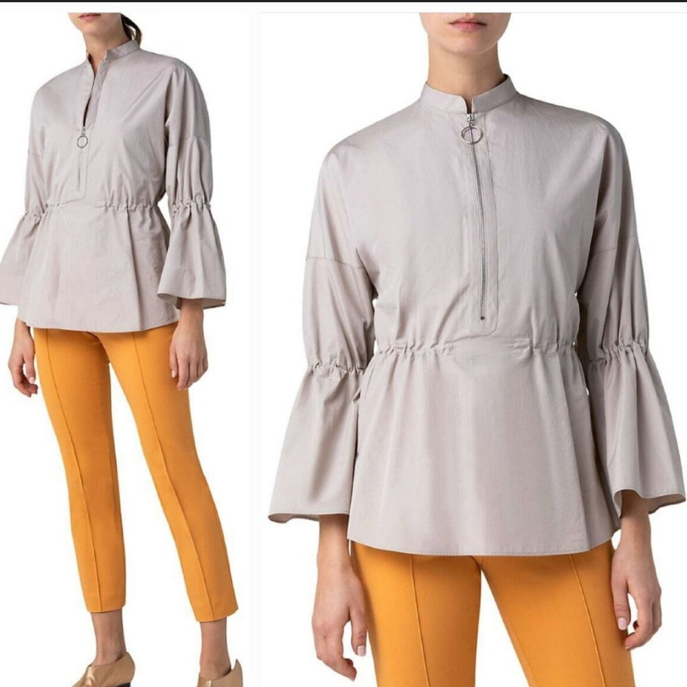 Akris Punto Tan Poplin half zip tunic US 12